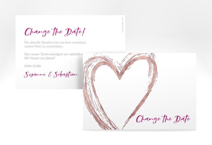 Change the Date-Karte Liebe A6 Karte quer pink rosegold