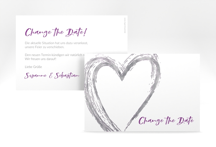 Change the Date-Karte Liebe A6 Karte quer lila silber
