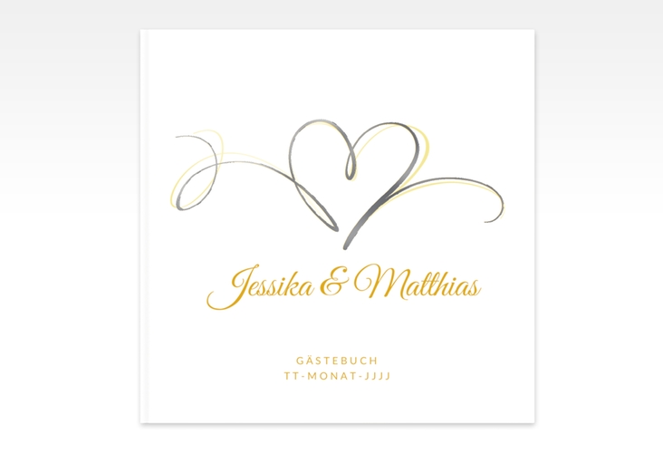 Gästebuch Creation Hochzeit Envie 20 x 20 cm, Hardcover gold silber