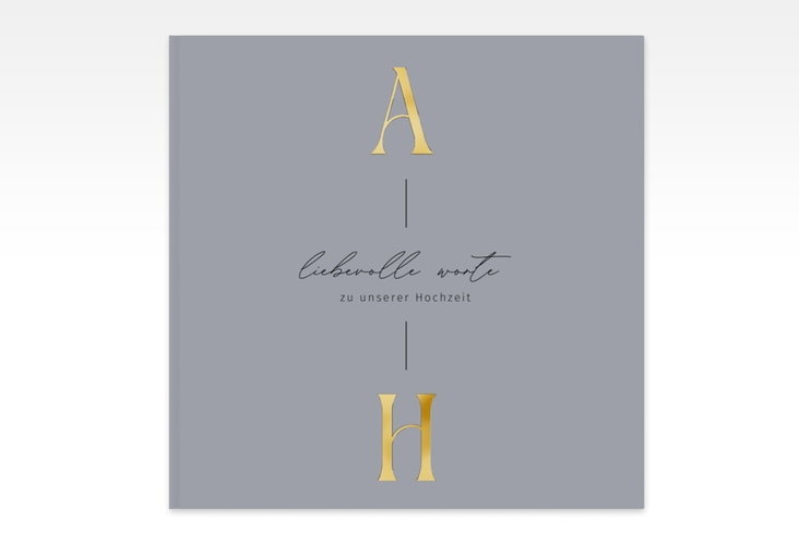 Gästebuch Creation Hochzeit Lebensbund 20 x 20 cm, Hardcover blau gold mit veredelbaren Initialen