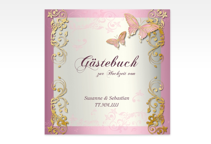 Gästebuch Creation Toulouse 20 x 20 cm, Hardcover rosa gold romantisch mit Schmetterlingen