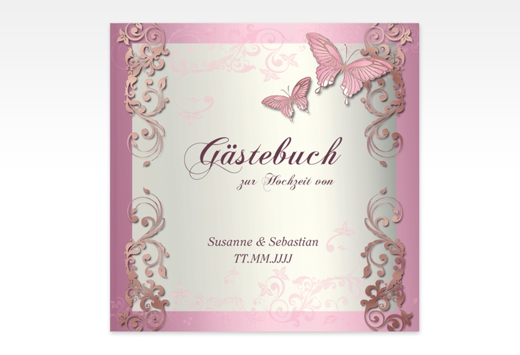 Gästebuch Creation Toulouse 20 x 20 cm, Hardcover rosa rosegold romantisch mit Schmetterlingen