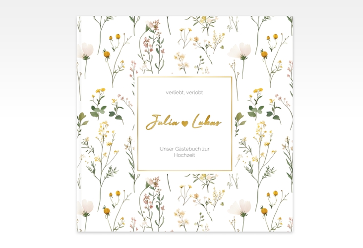 Gästebuch Creation Blumenwiese 20 x 20 cm, Hardcover bunt gold