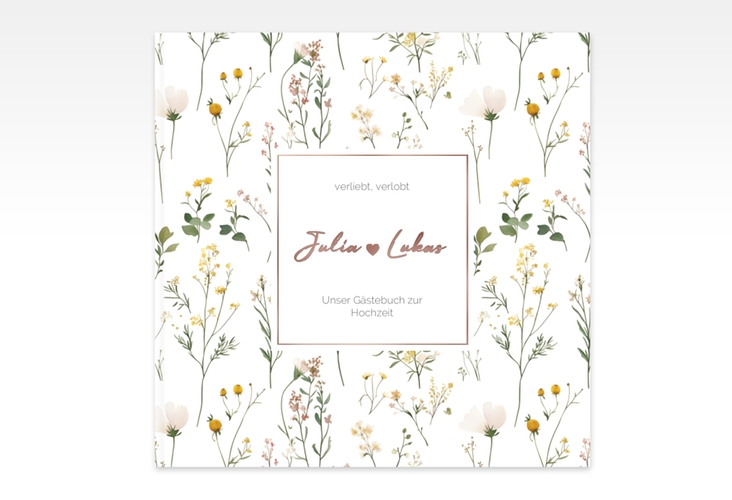 Gästebuch Creation Blumenwiese 20 x 20 cm, Hardcover bunt rosegold