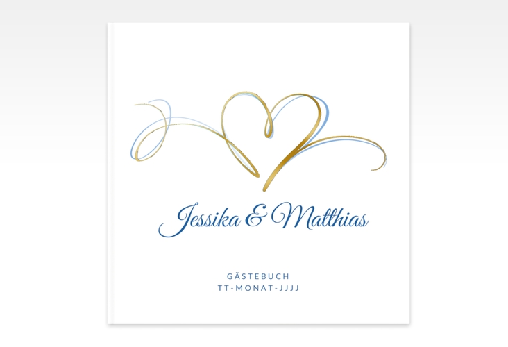 Gästebuch Creation Hochzeit Envie 20 x 20 cm, Hardcover blau gold