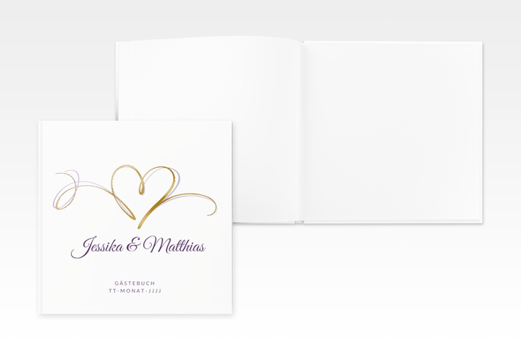 Gästebuch Creation Hochzeit Envie 20 x 20 cm, Hardcover lila gold