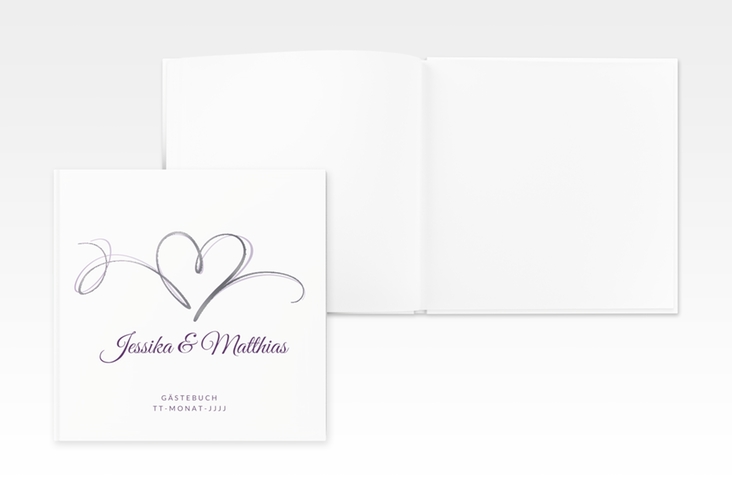 Gästebuch Creation Hochzeit Envie 20 x 20 cm, Hardcover lila silber