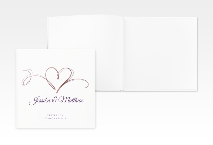 Gästebuch Creation Hochzeit Envie 20 x 20 cm, Hardcover lila rosegold