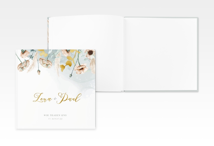 Gästebuch Creation Anemone 20 x 20 cm, Hardcover mint gold
