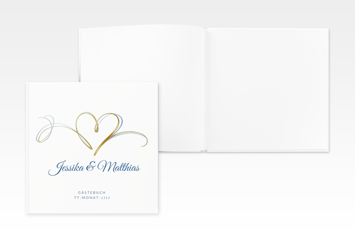 Gästebuch Creation Hochzeit Envie 20 x 20 cm, Hardcover blau gold