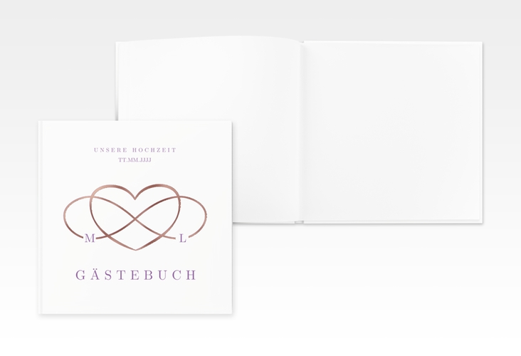 Gästebuch Creation Hochzeit Infinity 20 x 20 cm, Hardcover lila rosegold
