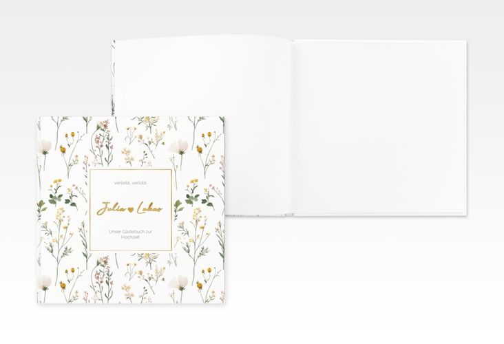 Gästebuch Creation Blumenwiese 20 x 20 cm, Hardcover bunt gold