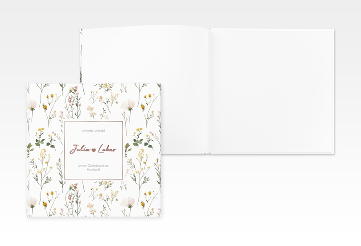 Gästebuch Creation Blumenwiese 20 x 20 cm, Hardcover bunt rosegold