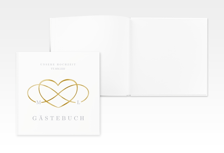 Gästebuch Creation Hochzeit Infinity 20 x 20 cm, Hardcover grau gold