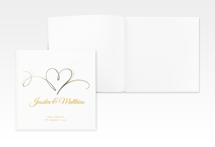 Gästebuch Creation Hochzeit Envie 20 x 20 cm, Hardcover gold silber