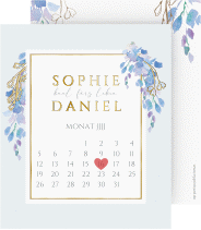 Klick: Details zu Save the Date-Kalenderblatt "Blauregen" anzeigen Save the Date-Kalenderblatt "Blauregen"