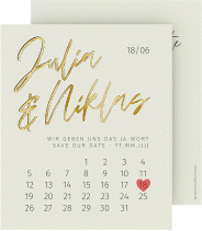 Klick: Details zu Save the Date-Kalenderblatt "Einfachheit" anzeigen Save the Date-Kalenderblatt "Einfachheit"