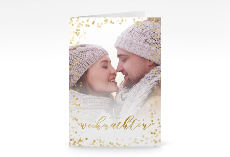 Weihnachtskarte Lights A6 Klappkarte hoch gold gold