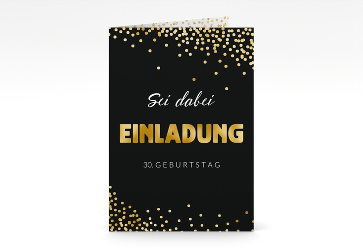 Einladung Geburtstag Glitzer A6 Klappkarte hoch gold gold