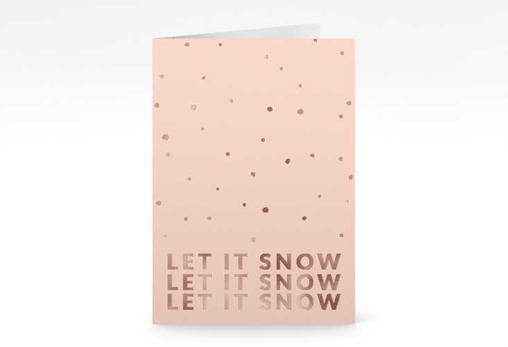 Weihnachtskarte Weihnachtssong A6 Klappkarte hoch rosa rosegold