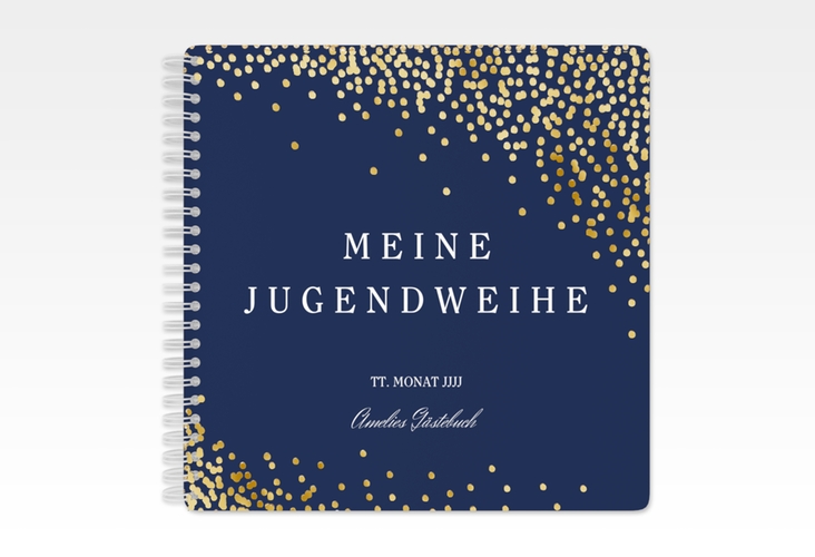 Gästebuch Jugendweihe Glossa Ringbindung blau gold