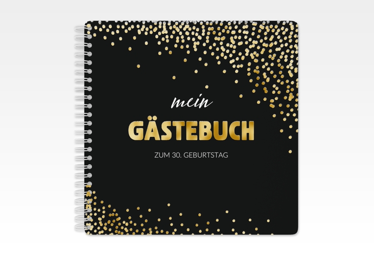 Gästebuch Geburtstag Glitzer Ringbindung grau gold