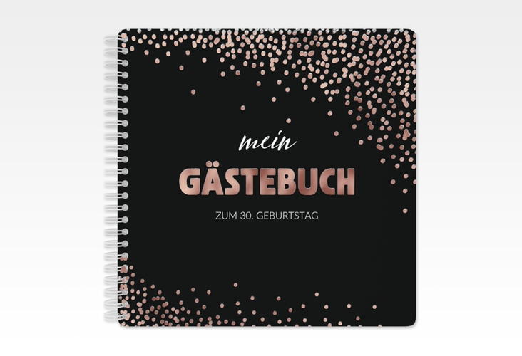 Gästebuch Geburtstag Glitzer Ringbindung grau rosegold