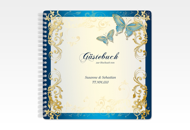 Gästebuch Hochzeit Toulouse Ringbindung blau gold