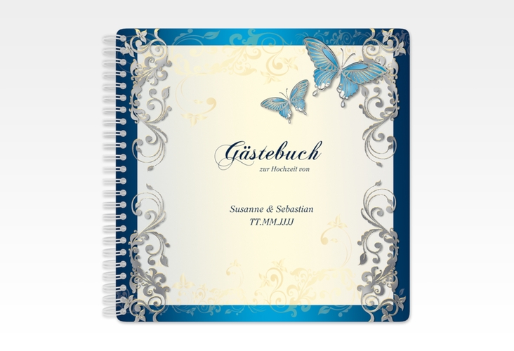 Gästebuch Hochzeit Toulouse Ringbindung blau silber