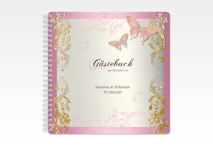 Gästebuch Hochzeit Toulouse Ringbindung rosa gold