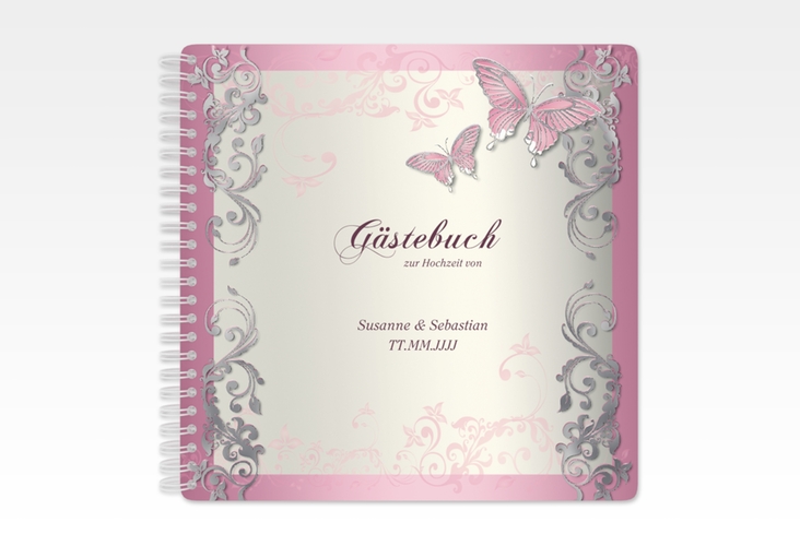 Gästebuch Hochzeit Toulouse Ringbindung rosa silber