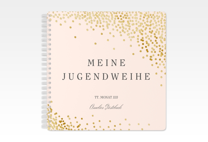 Gästebuch Jugendweihe Glossa Ringbindung rosa gold