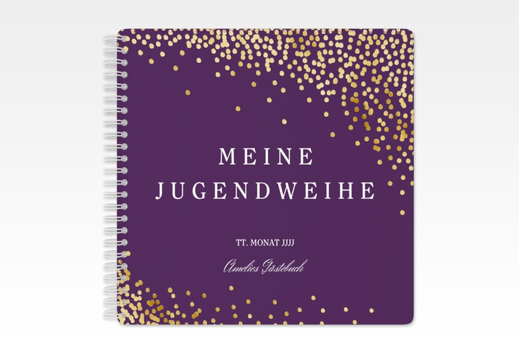 Gästebuch Jugendweihe Glossa Ringbindung lila gold