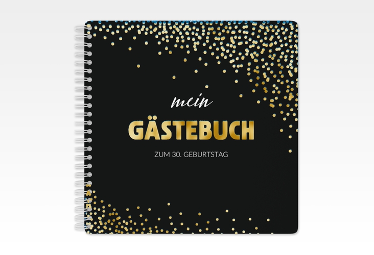 Gästebuch Geburtstag Glitzer Ringbindung blau gold