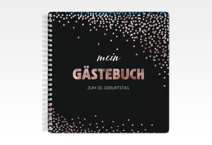 Gästebuch Geburtstag Glitzer Ringbindung blau rosegold