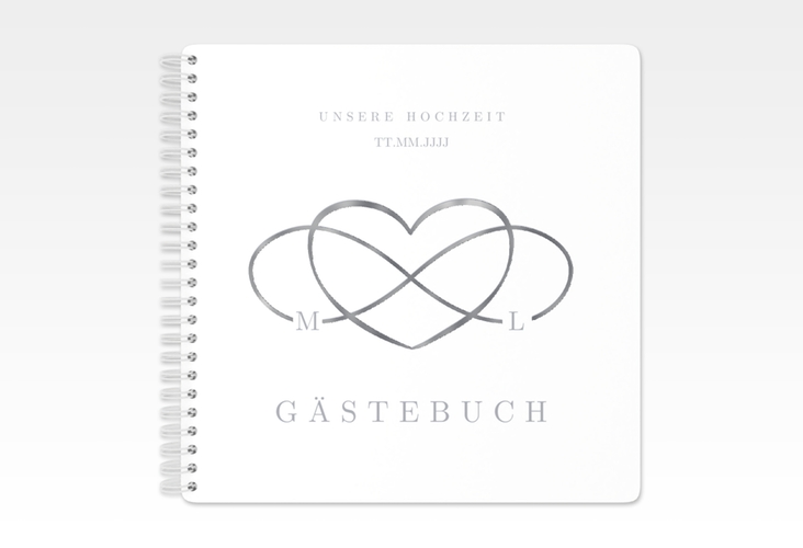 Gästebuch Hochzeit Infinity Ringbindung grau silber