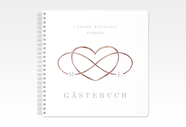 Gästebuch Hochzeit Infinity Ringbindung grau rosegold