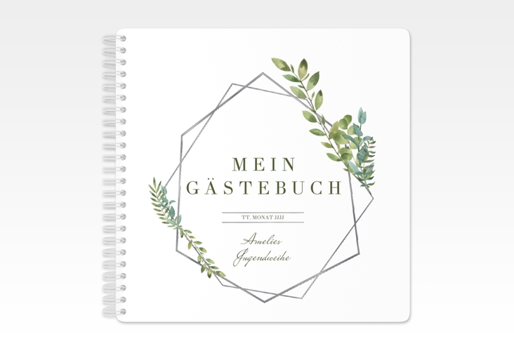 Gästebuch Jugendweihe Unizone Ringbindung grau silber