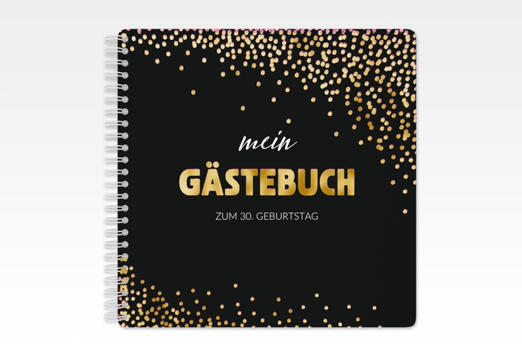 Gästebuch Geburtstag Glitzer Ringbindung pink gold