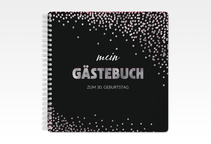 Gästebuch Geburtstag Glitzer Ringbindung pink silber