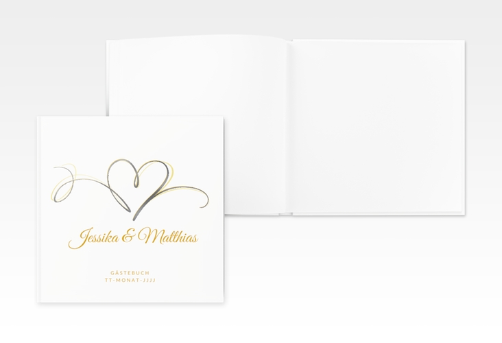 Gästebuch Creation Hochzeit Envie 20 x 20 cm, Hardcover gold silber
