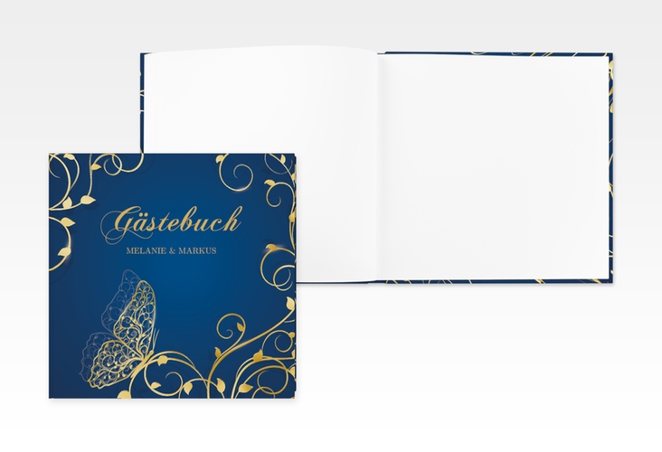 Gästebuch Creation Hochzeit Eternity 20 x 20 cm, Hardcover blau gold