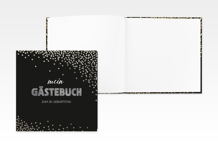 Gästebuch Creation Geburtstag Glitzer 20 x 20 cm, Hardcover gold silber