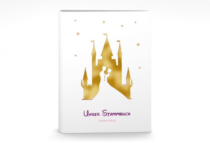 Stammbuch A5 Castle Stammbuch A5 pink gold mit Silhouette von Märchenschloss mit Prinz und Prinzessin