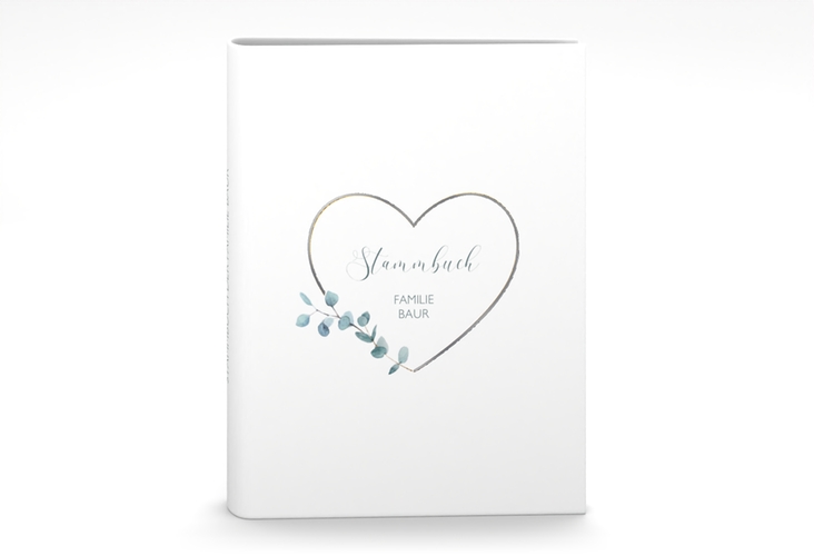 Stammbuch A5 Greenheart Stammbuch A5 gold silber mit elegantem Herz und Eukalyptus-Zweig