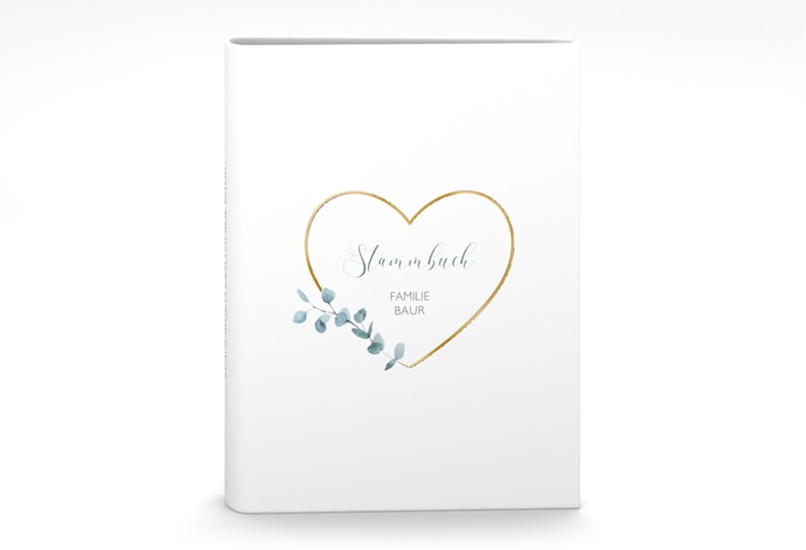 Stammbuch A5 Greenheart Stammbuch A5 rosa gold mit elegantem Herz und Eukalyptus-Zweig