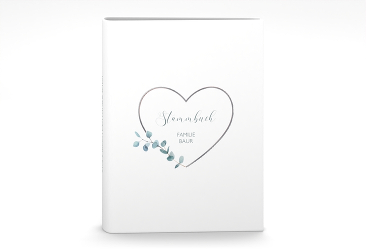 Stammbuch A5 Greenheart Stammbuch A5 rosa silber mit elegantem Herz und Eukalyptus-Zweig