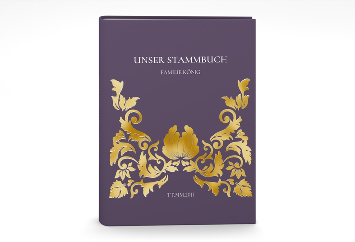 Stammbuch A5 Royal Stammbuch A5 lila gold mit barockem Blumen-Ornament