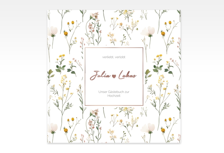 Gästebuch Creation Blumenwiese 20 x 20 cm, Hardcover bunt rosegold