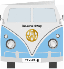 Klick: Details zu Einladung 40. Geburtstag "Bulli Bus" anzeigen Einladung 40. Geburtstag "Bulli Bus"